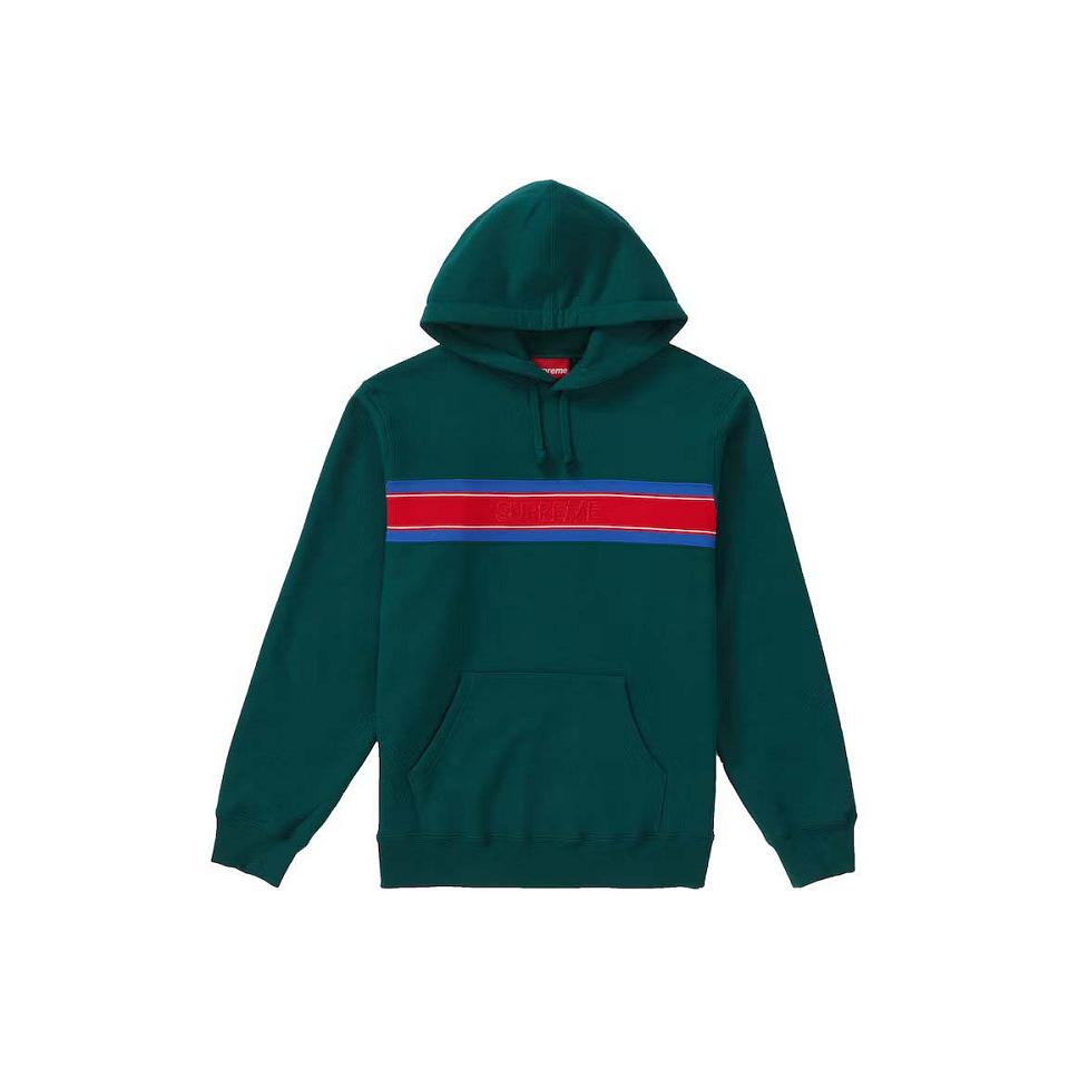 Supreme Chest Stripe Logo Hooded Sweatshirts Green | PH270BC