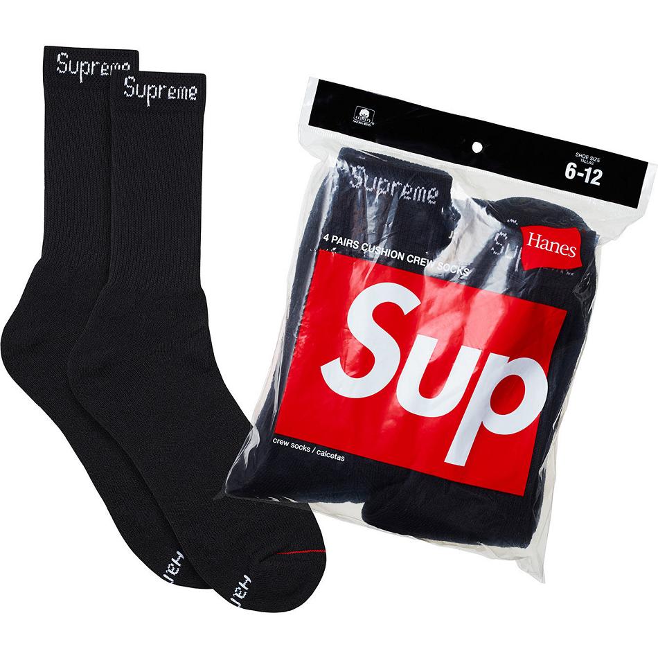 Supreme Hanes® Crew Socks (4 Pack) Socks Black | PH105GL