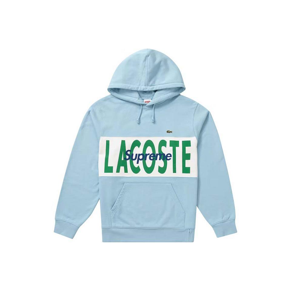 Supreme LACOSTE Logo Panel Hooded Sweatshirts Blue | PH265LH