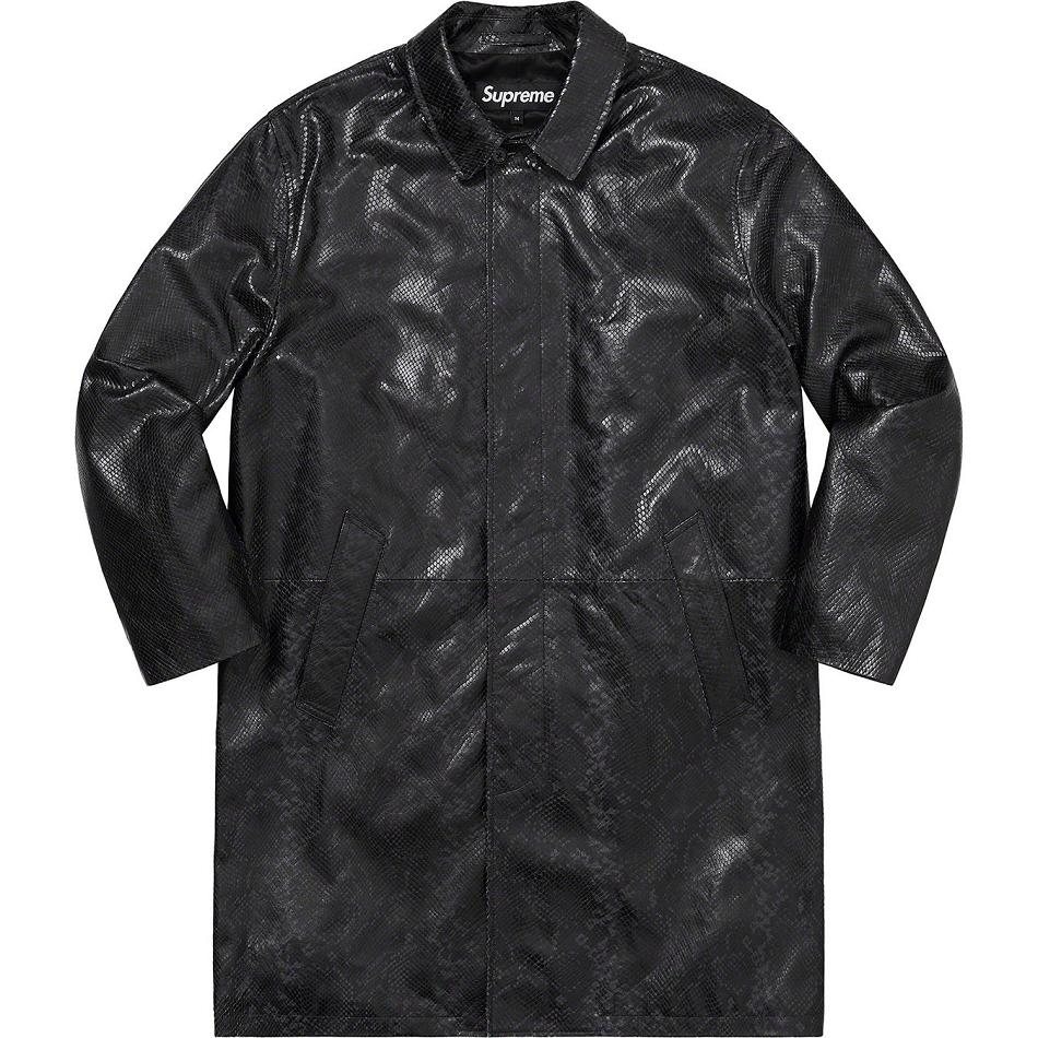 Supreme Leather Snake Trench Jackets Black | PH453NB