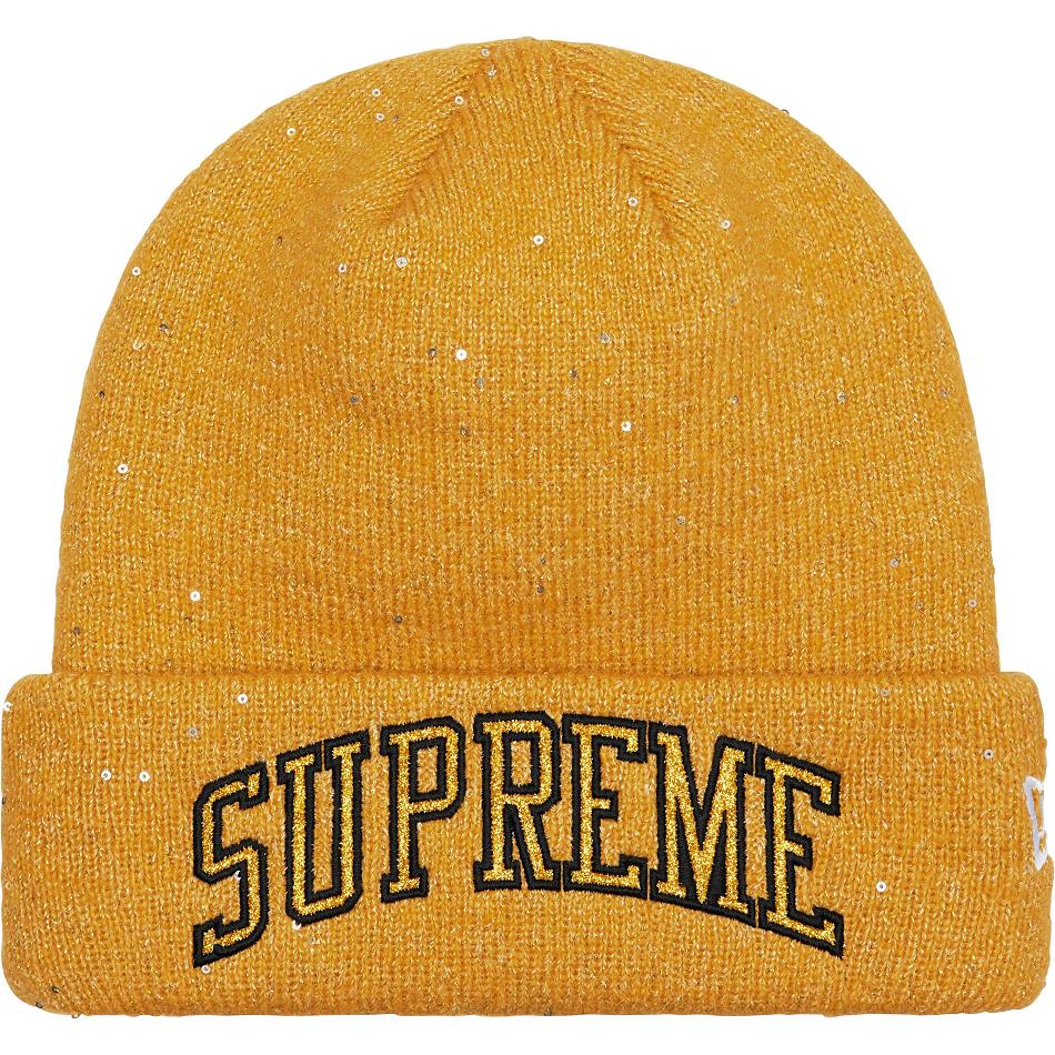 Supreme New Era® Metallic Arc Beanie Hats Gold | PH147TV