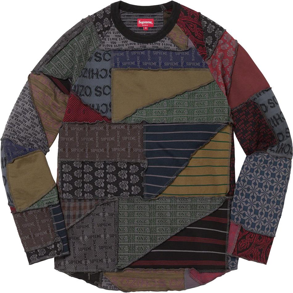 Supreme Patchwork Jacquard L/S Top Sweaters Black / Multicolor | PH325QZ