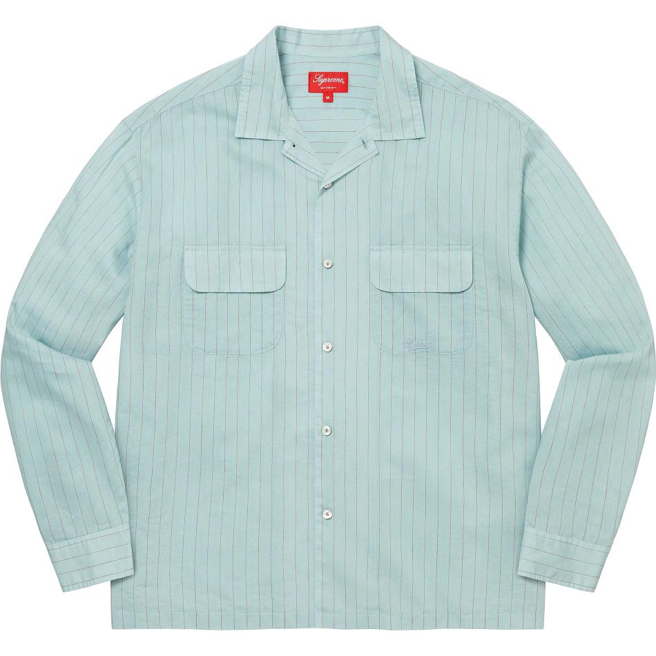 Supreme Pinstripe Linen Shirts Blue | PH373VD