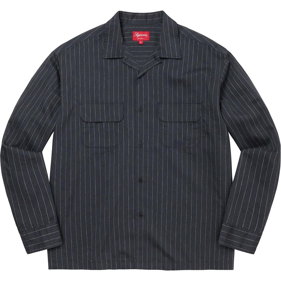 Supreme Pinstripe Linen Shirts Navy | PH372CE