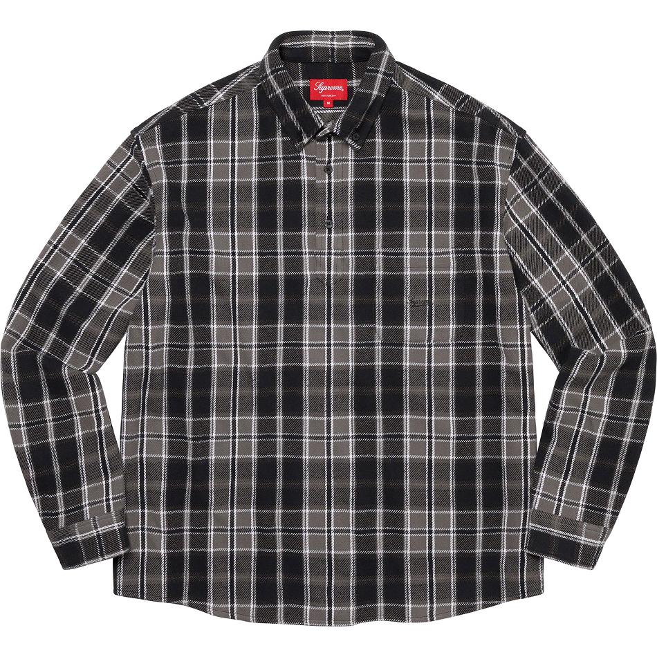 Supreme Pullover Plaid Flannel Shirts Black | PH379EX