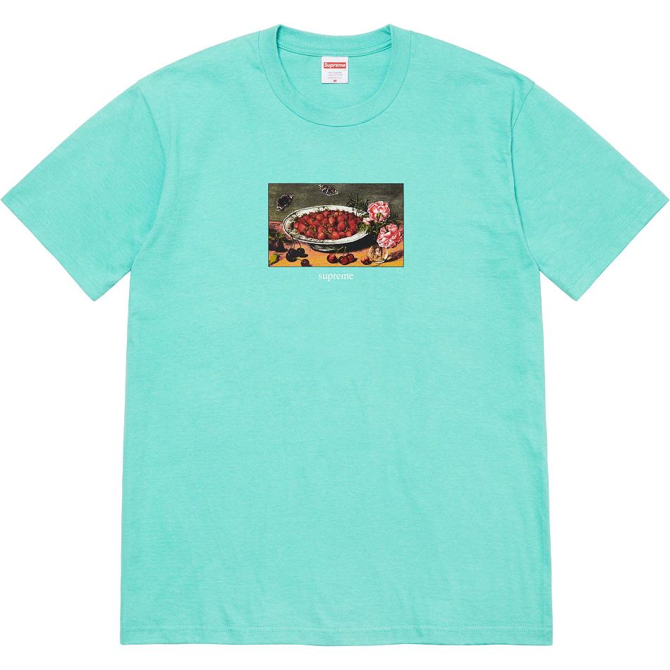 Supreme Strawberries Tee T Shirts Aqua | PH247QZ