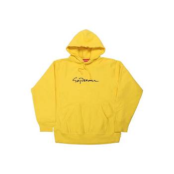 Supreme Classic Script Hooded Sweatshirts Yellow | PH269VD