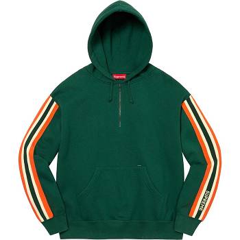 Supreme Half Zip Hooded Sweatshirts Green | PH291LH