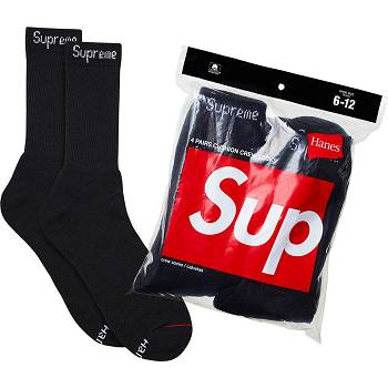 Supreme Hanes® Crew Socks (4 Pack) Socks Black | PH105GL