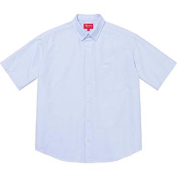 Supreme Loose Fit S/S Oxford Shirts White / Blue | PH381TV