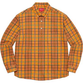 Supreme Pullover Plaid Flannel Shirts Gold | PH377QZ